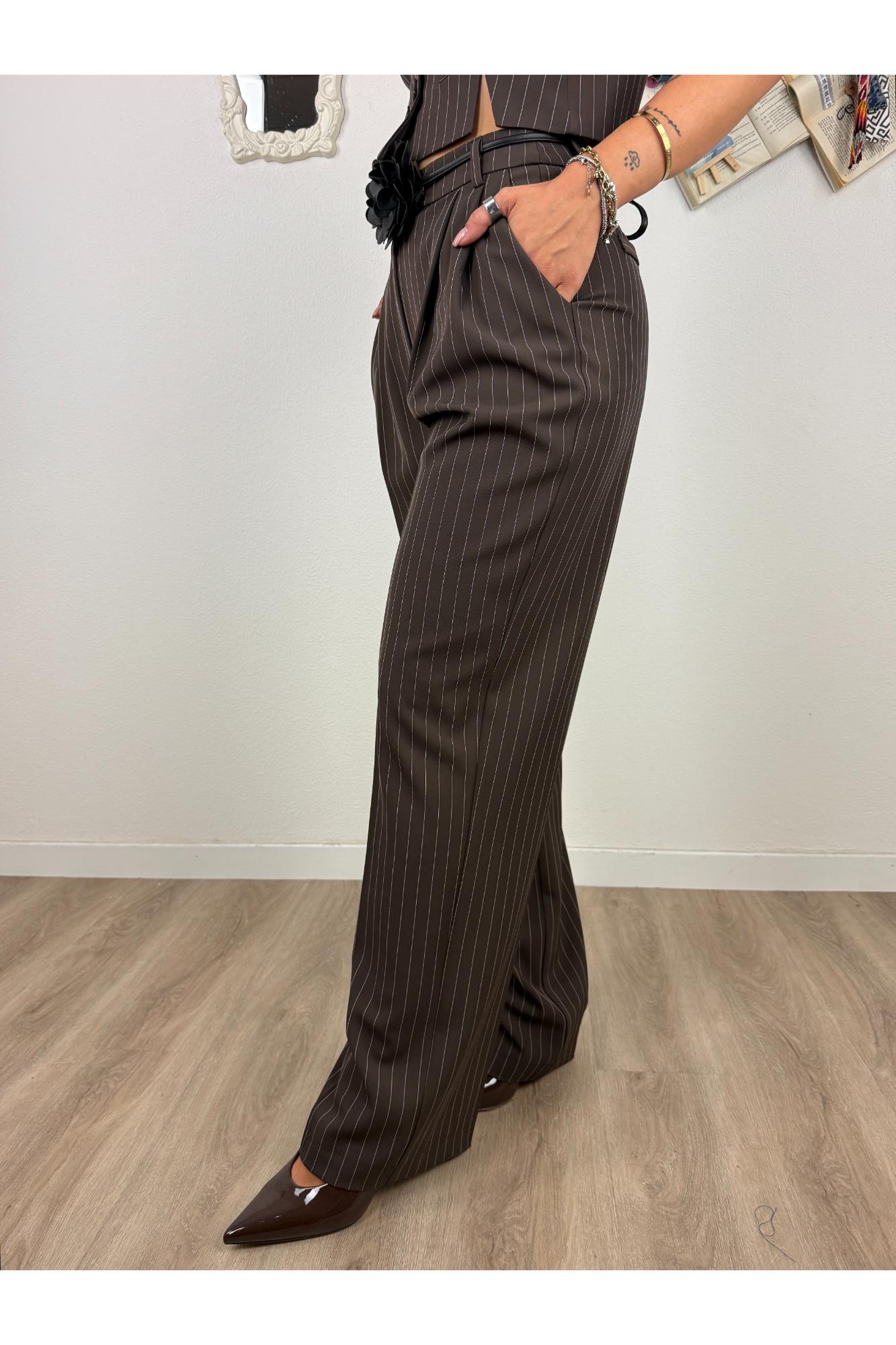 IMPERIAL Pantalone palazzo gessato Imperial Moro
