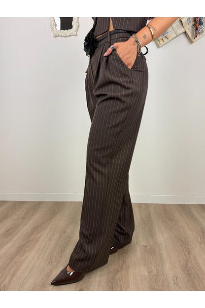 IMPERIAL Pantalone palazzo gessato Imperial Moro