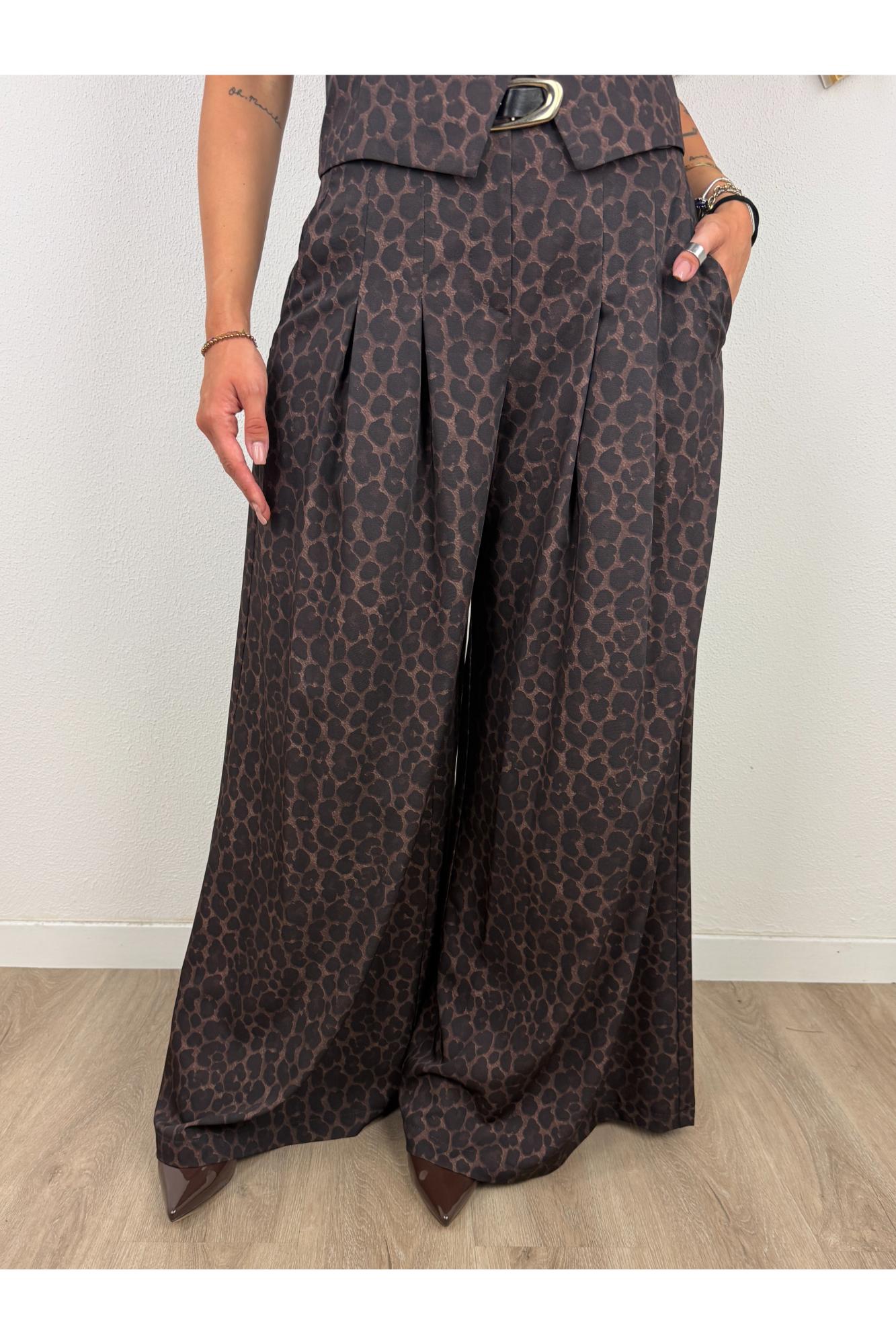 IMPERIAL Pantalone palazzo maculato Imperial Moro