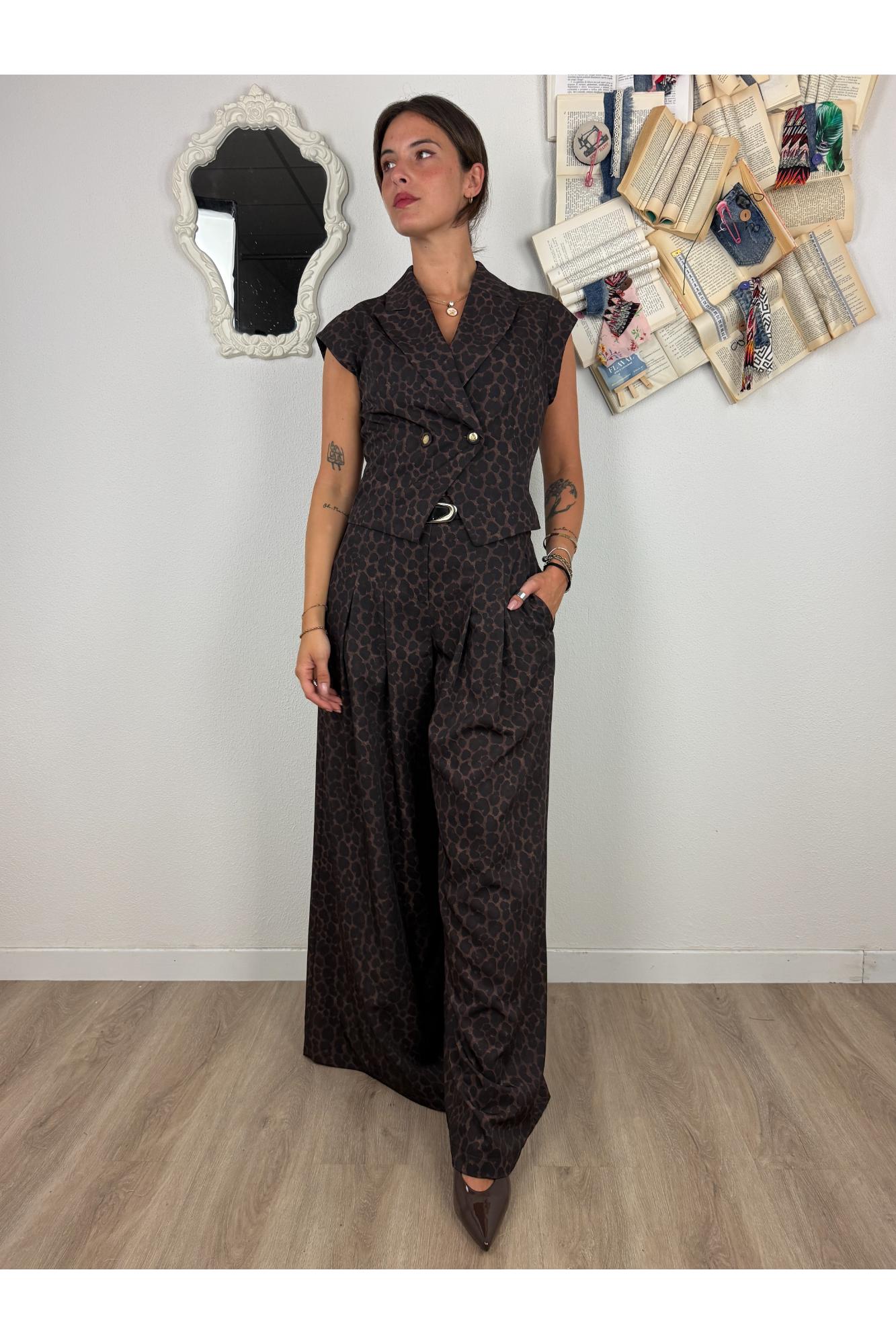 IMPERIAL Pantalone palazzo maculato Imperial Moro