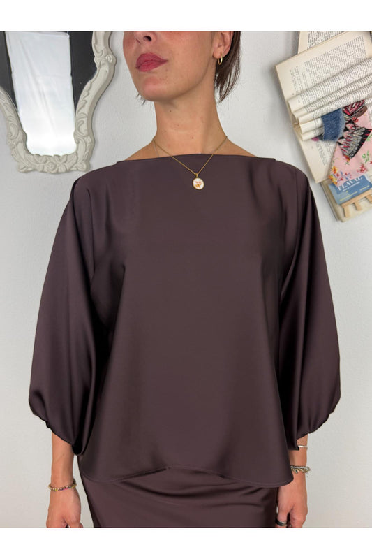IMPERIAL Blusa manica palloncino Imperial Plum