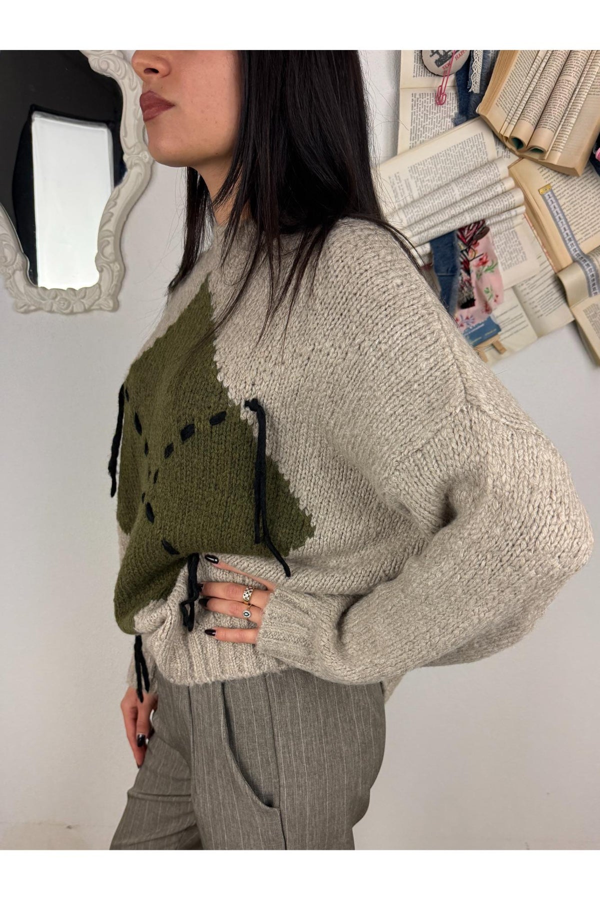 LE STREGHE Maglione con rombi Le streghe Beige