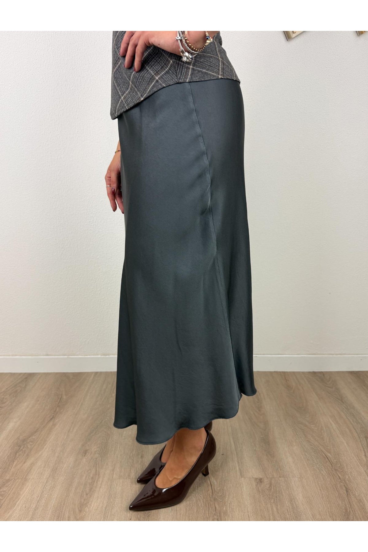 METOO Gonna lunga di raso Metoo - Blu Grigio