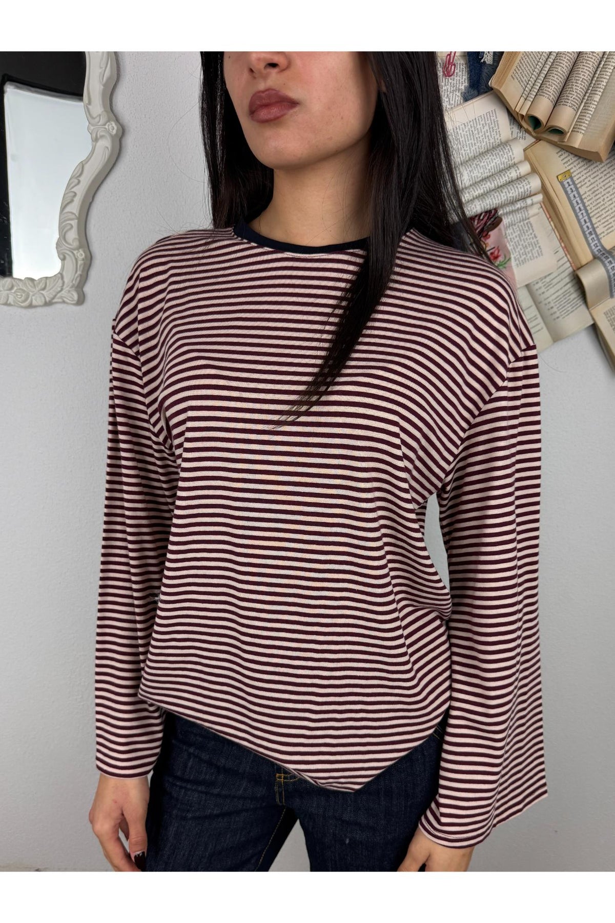 METOO Maglia rigata con manica a trapezio Metoo Vino
