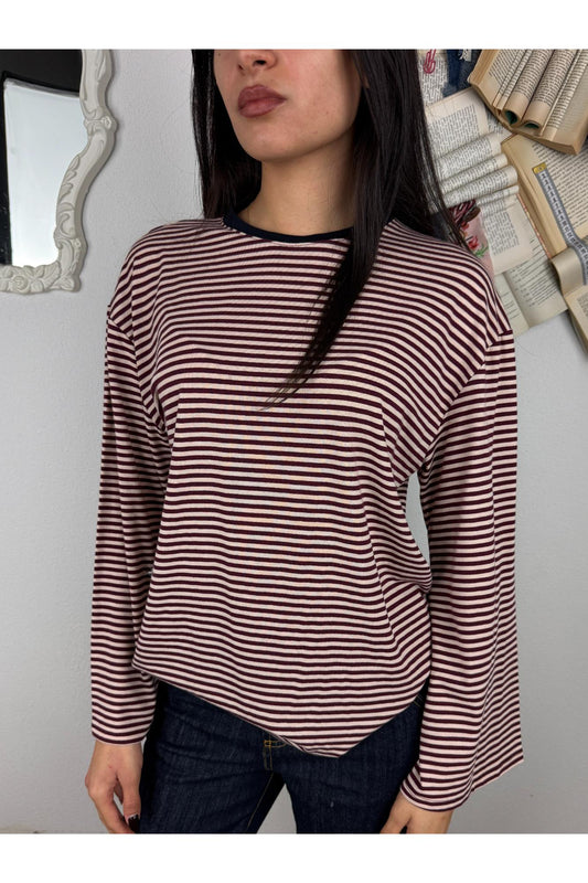 METOO Maglia rigata con manica a trapezio Metoo Vino