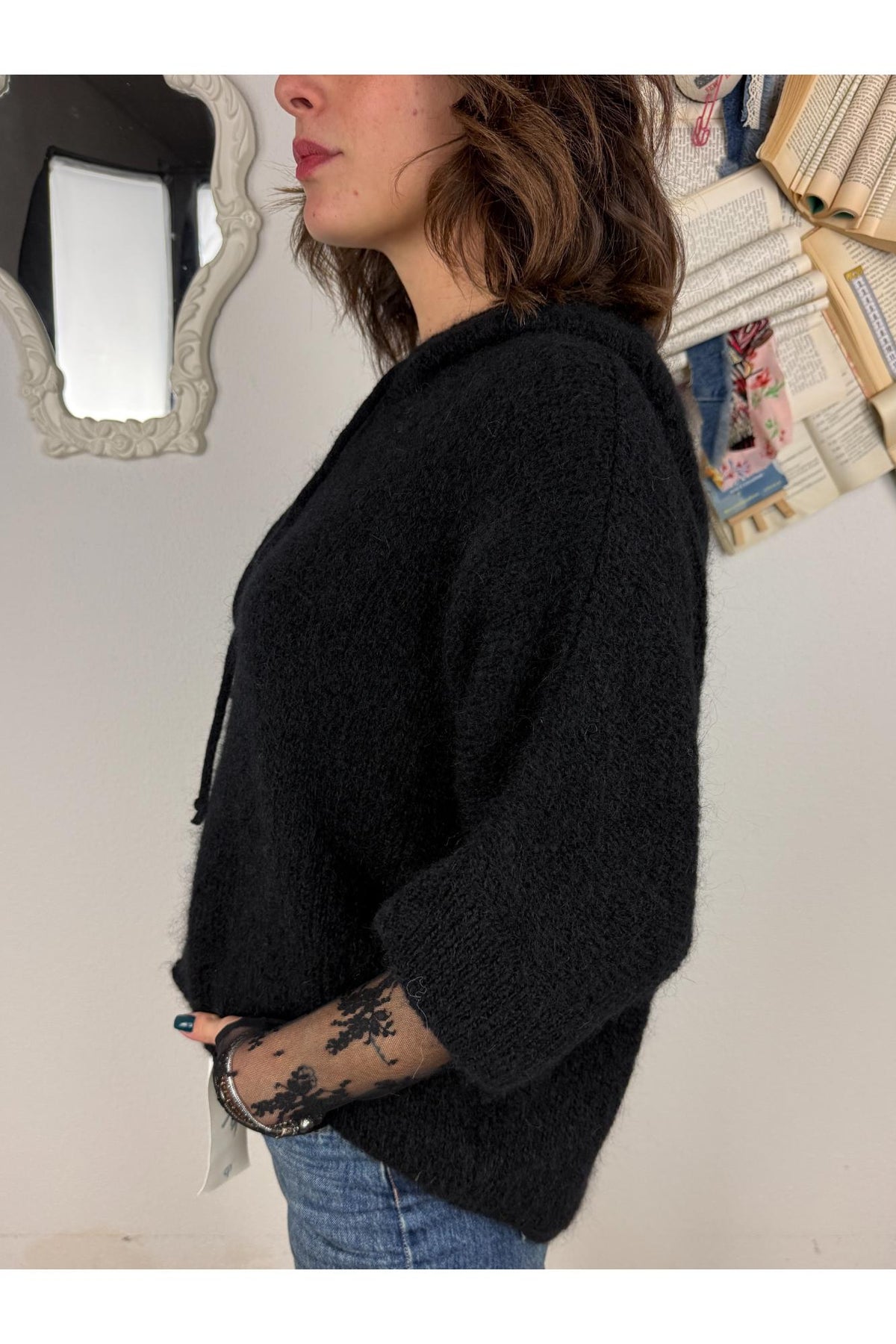 METOO Cardigan zip e cappuccio Metoo Nero