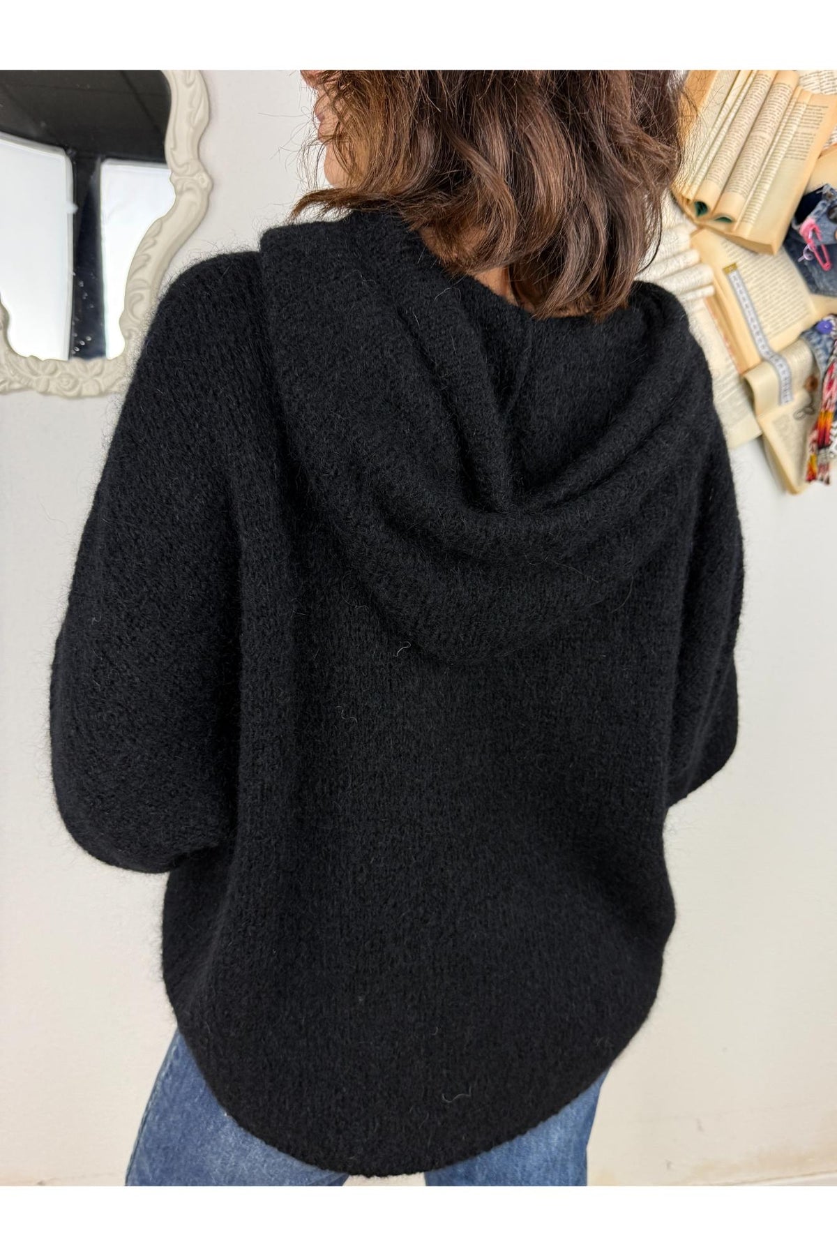 METOO Cardigan zip e cappuccio Metoo Nero