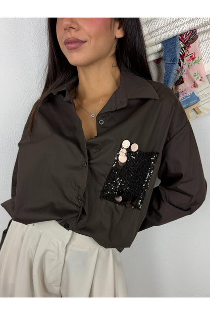 METOO Camicia con taschino di paillettes Metoo Moro