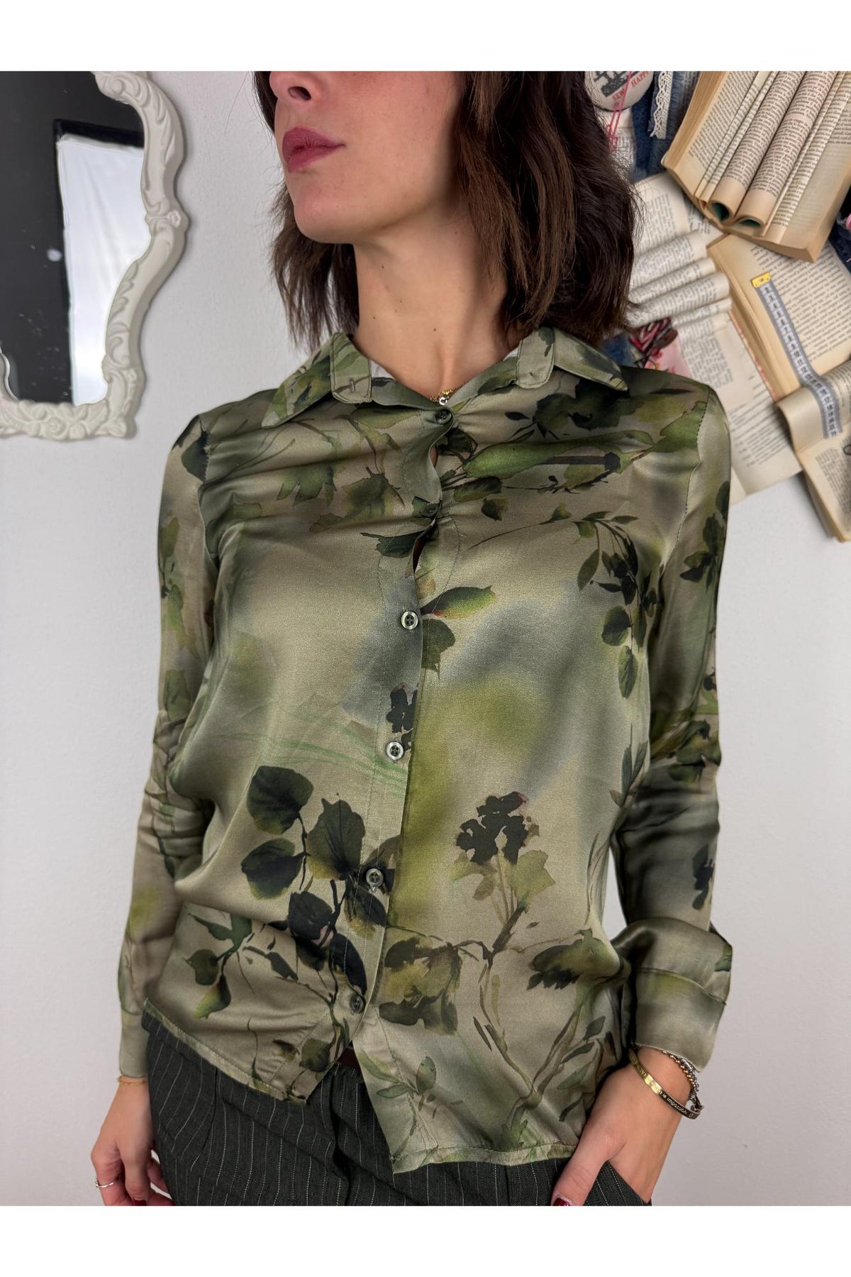 METOO Camicia fantasia in viscosa Metoo Verde
