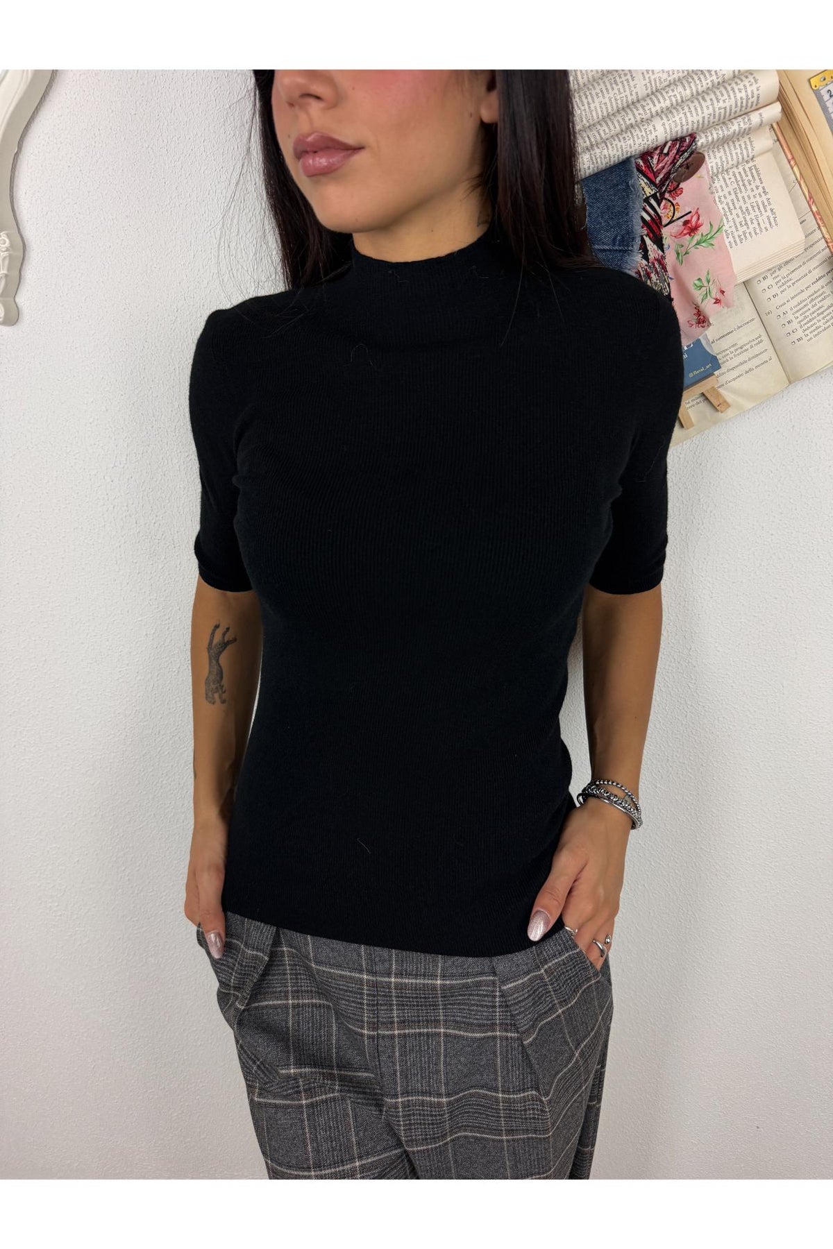 METOO Maglia mezzo collo mezza manica Metoo Nero