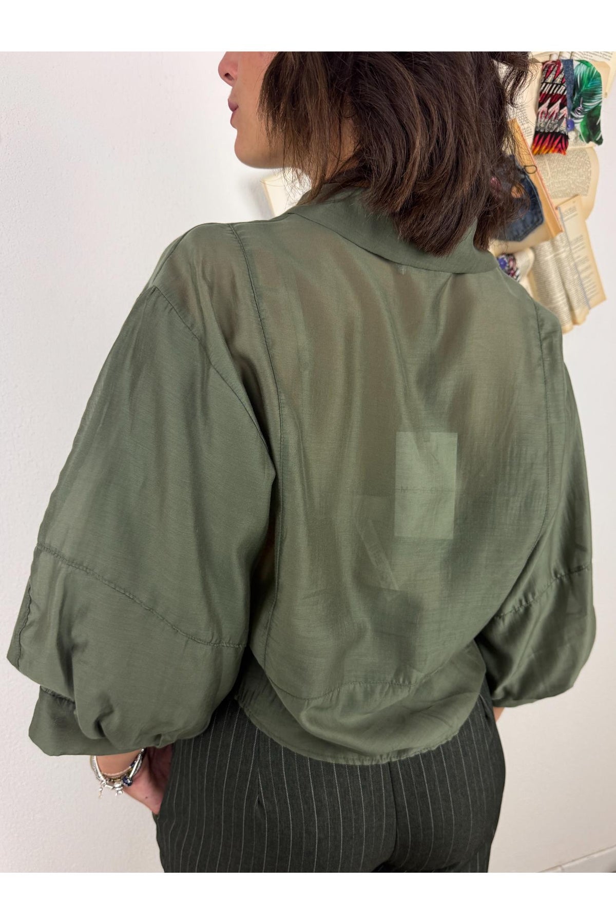 METOO Camicia trasparente con manica a palloncino Metoo Verde