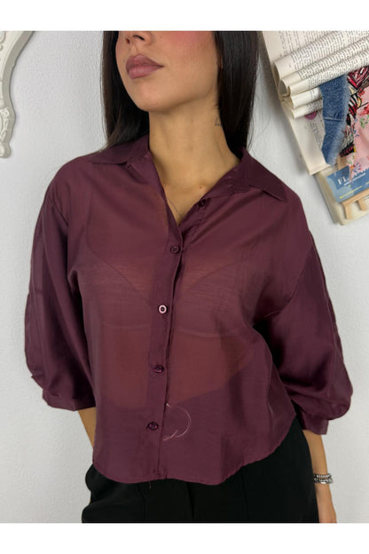 METOO Camicia trasparente con manica a palloncino Metoo Vino
