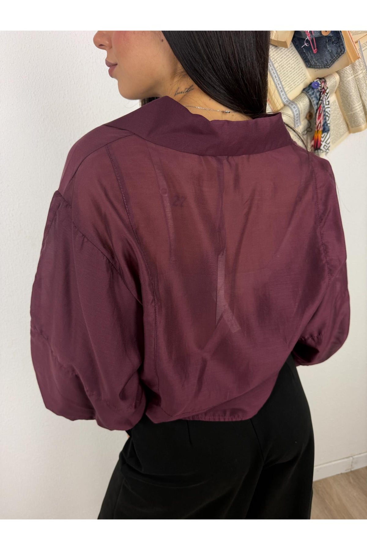 METOO Camicia trasparente con manica a palloncino Metoo Vino