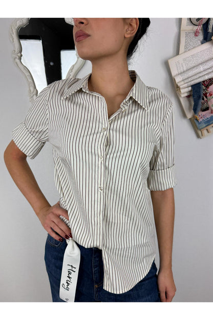METOO Camicia rigata manica lunga avvitata Metoo Sabbia