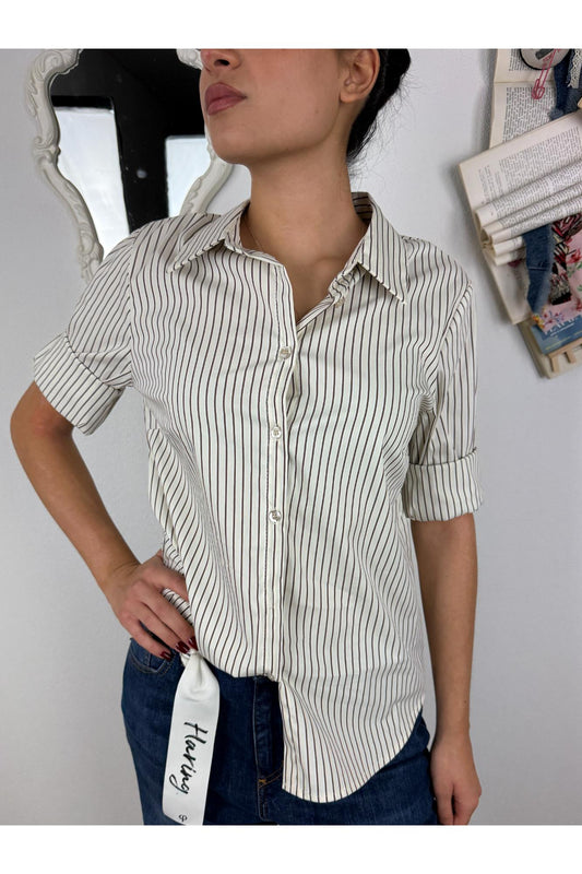 METOO Camicia rigata manica lunga avvitata Metoo Sabbia