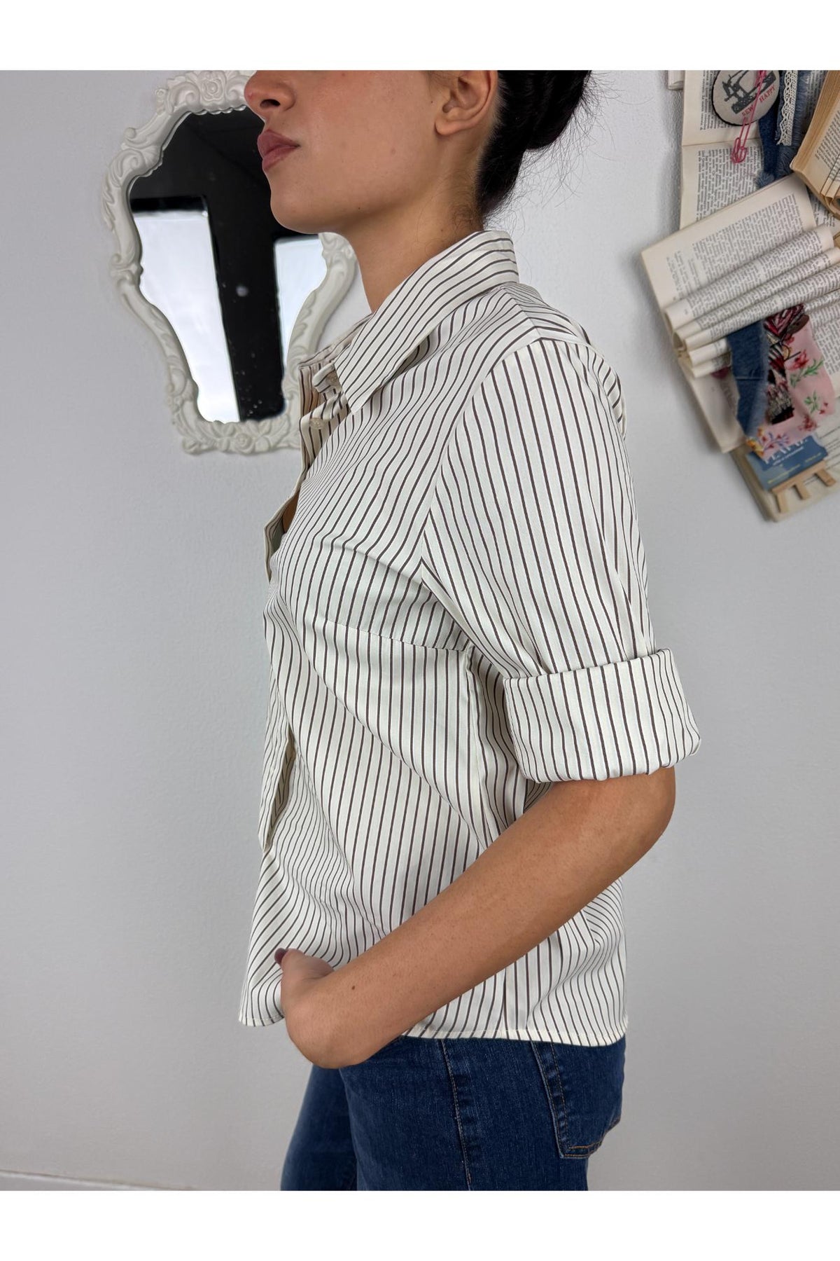 METOO Camicia rigata manica lunga avvitata Metoo Sabbia