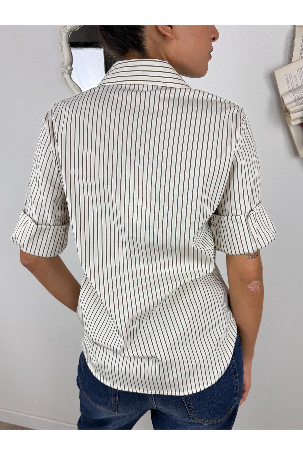 METOO Camicia rigata manica lunga avvitata Metoo Sabbia
