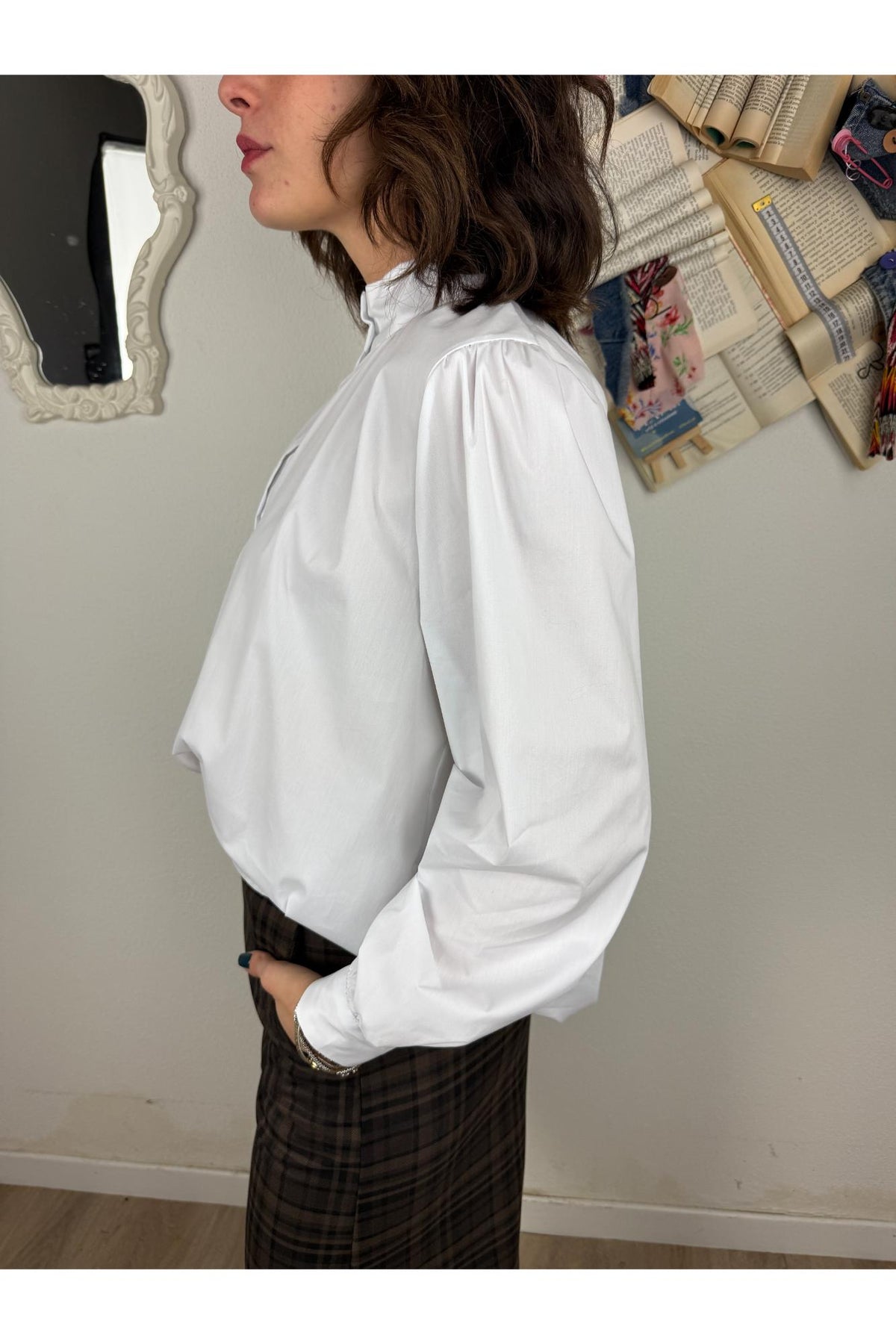 METOO Camicia con collo alla coreana Metoo Bianco