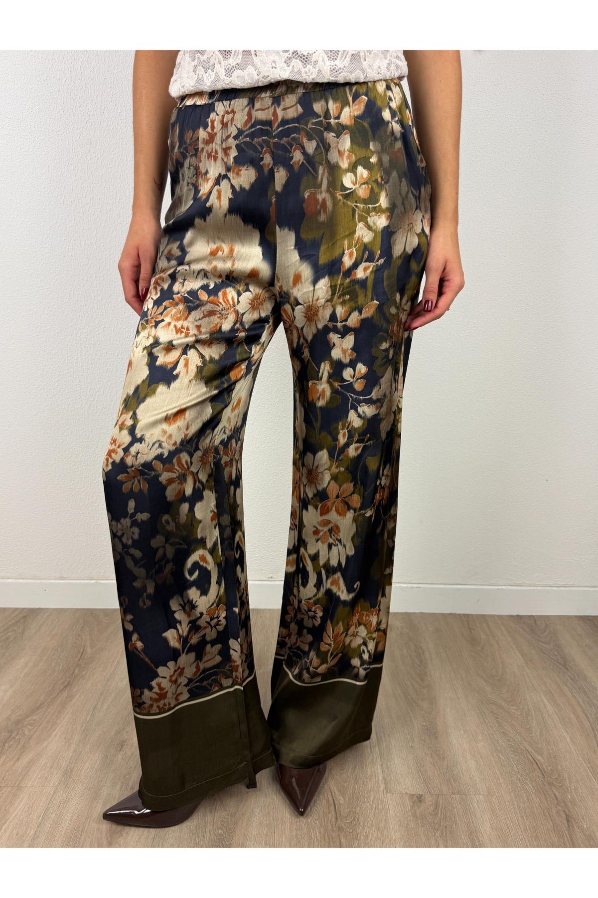 METOO Pantalone floreale in viscosa Metoo Verde