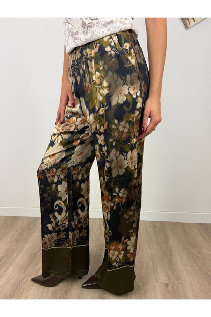 METOO Pantalone floreale in viscosa Metoo Verde