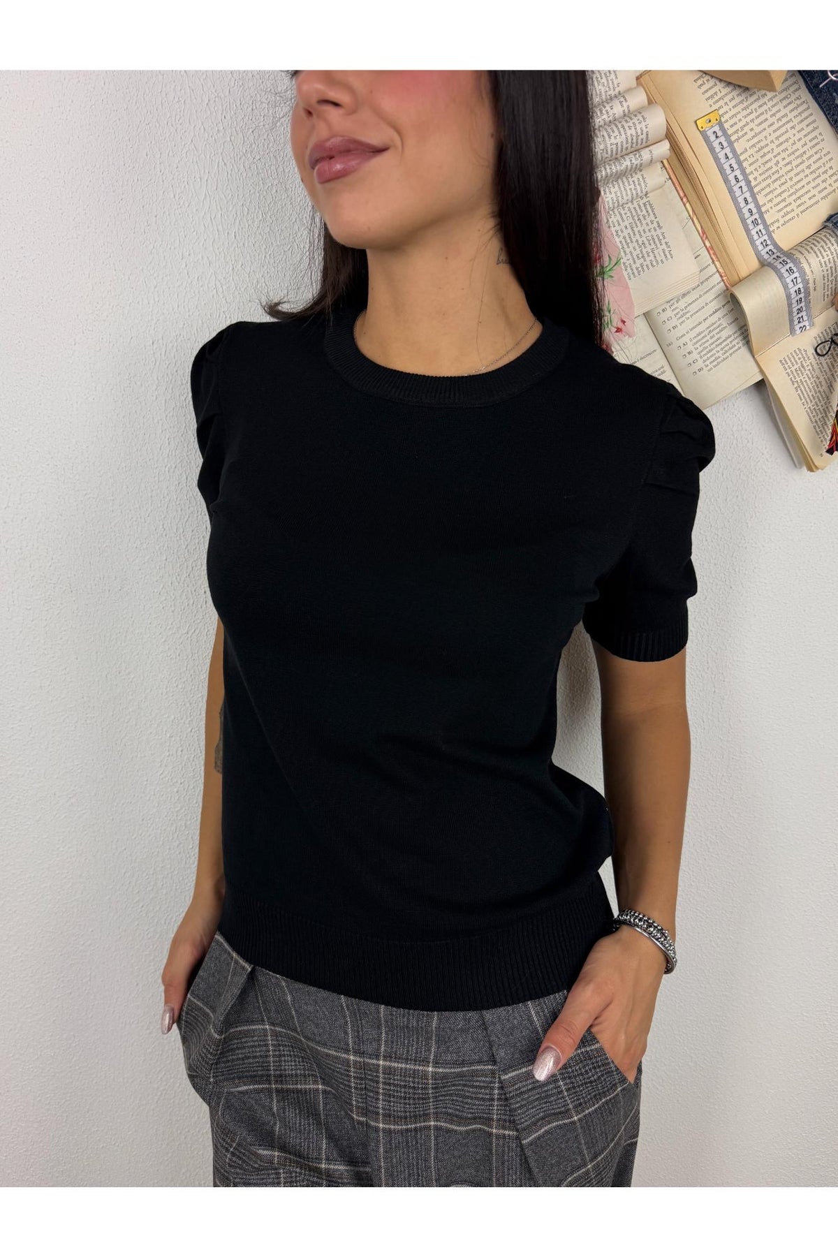 METOO Maglia con manica a palloncino Metoo Nero