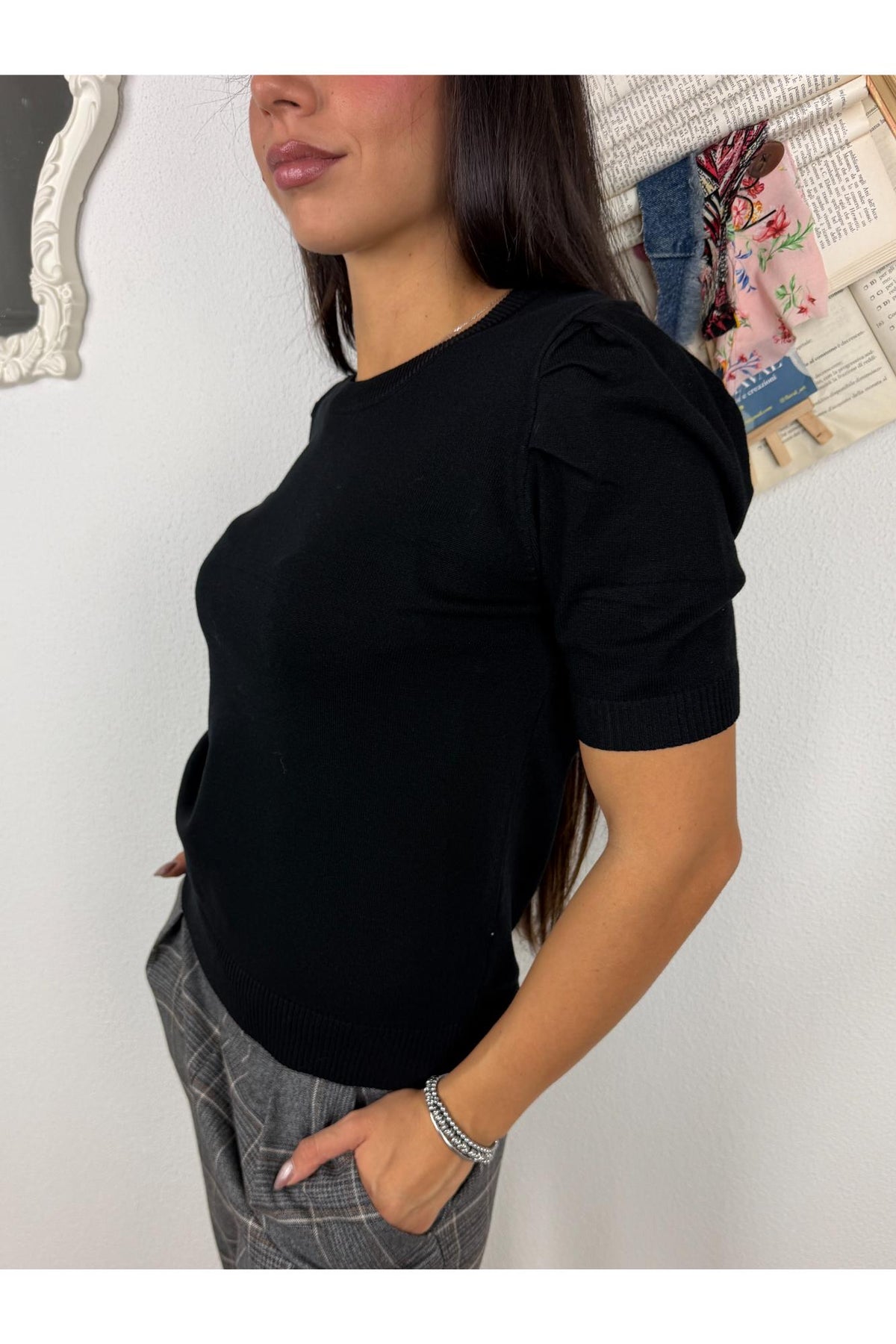 METOO Maglia con manica a palloncino Metoo Nero