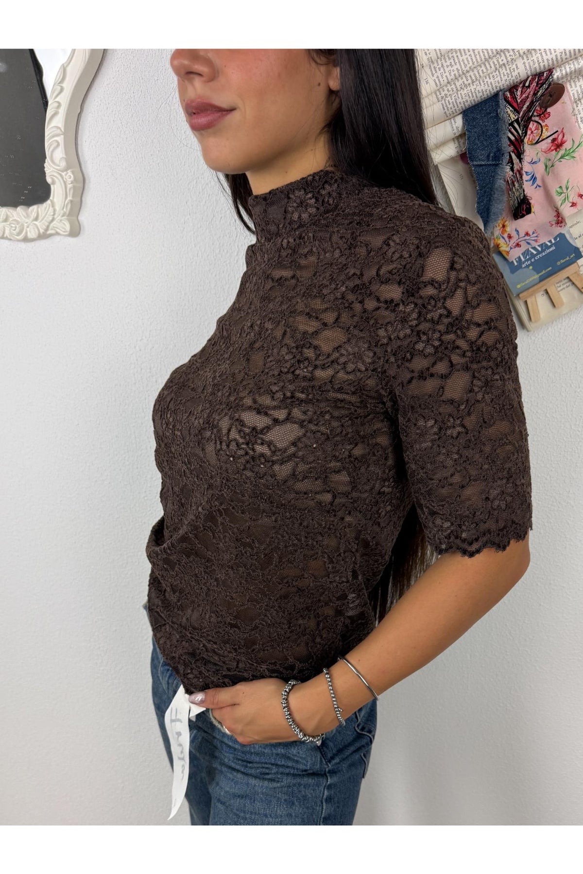 METOO Maglia in pizzo manica corta Metoo Moro
