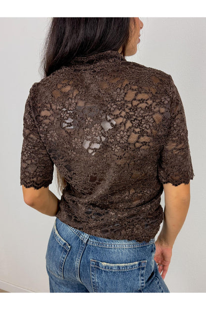 METOO Maglia in pizzo manica corta Metoo Moro