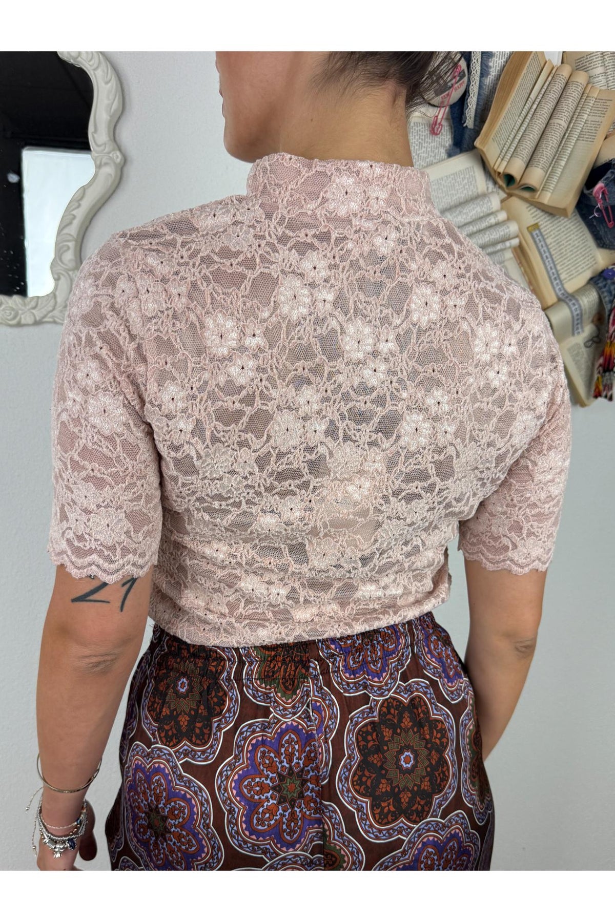 METOO Maglia in pizzo manica corta Metoo Rosa