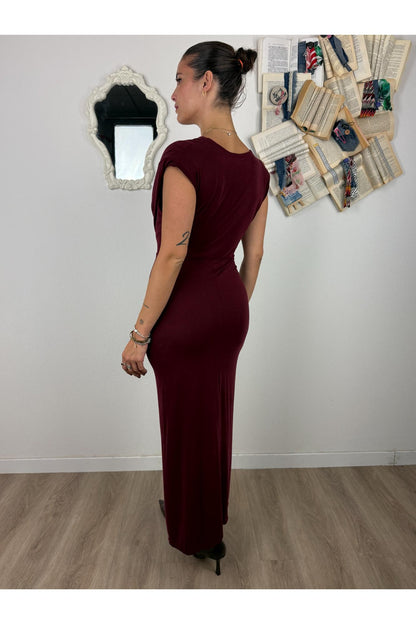 METOO Abito lungo con scollo profondo e spallina Metoo Bordeau