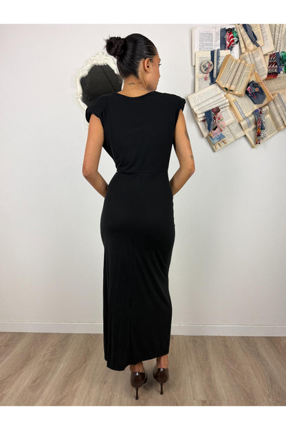 METOO Abito lungo con scollo profondo e spallina Metoo Nero