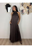 abito lungo in satin con fiocco sulla schiena metoo 6262 27267025