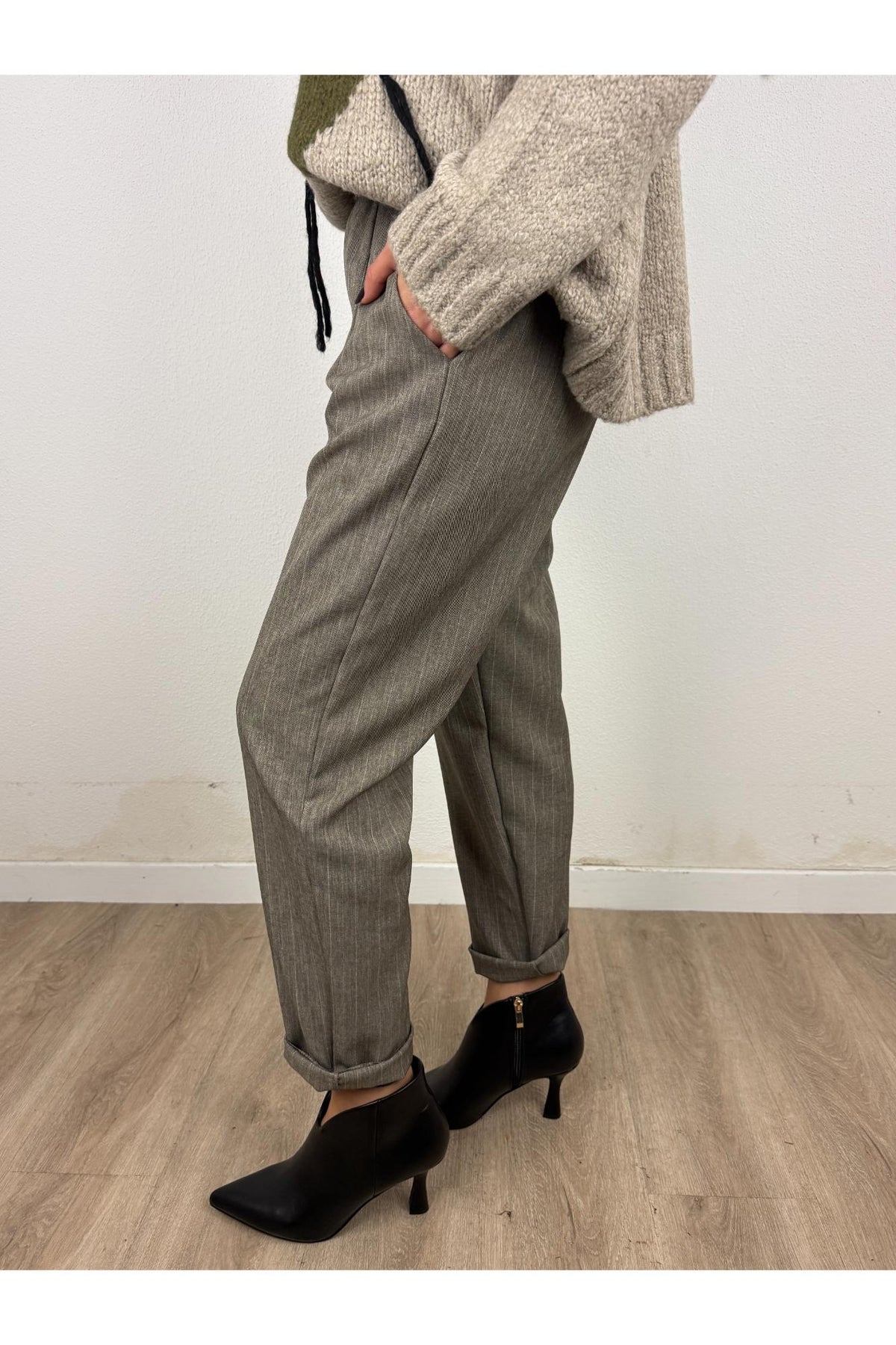 METOO Pantalone con risvolto gessato Metoo Casha