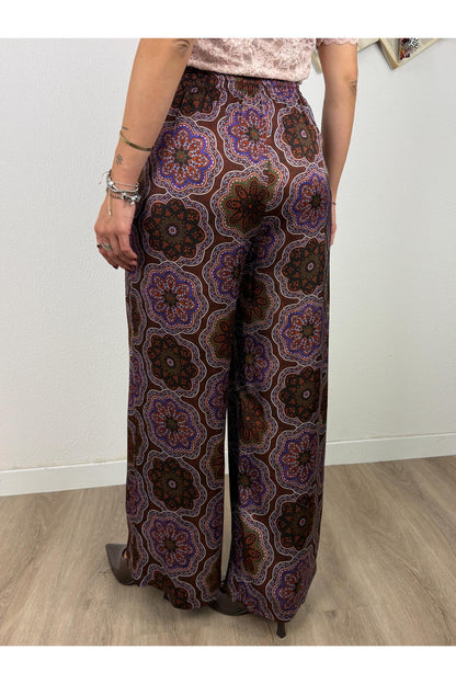 METOO Pantalone fantasia a palazzo Metoo Bordeau