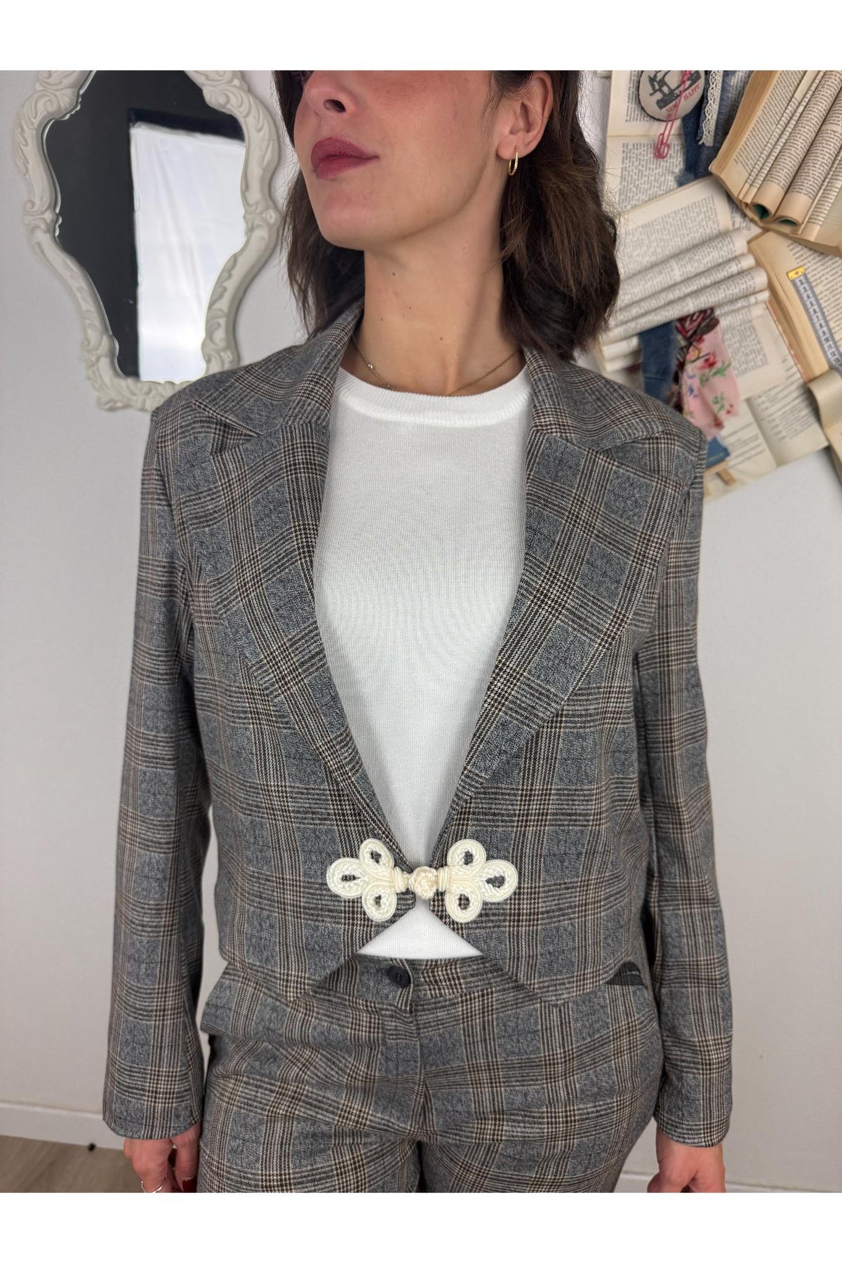 METOO Giacca corta in pricipe di galles Metoo Grigio