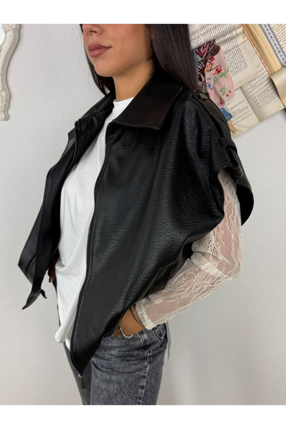 METOO Gilet over in ecopelle Metoo Nero