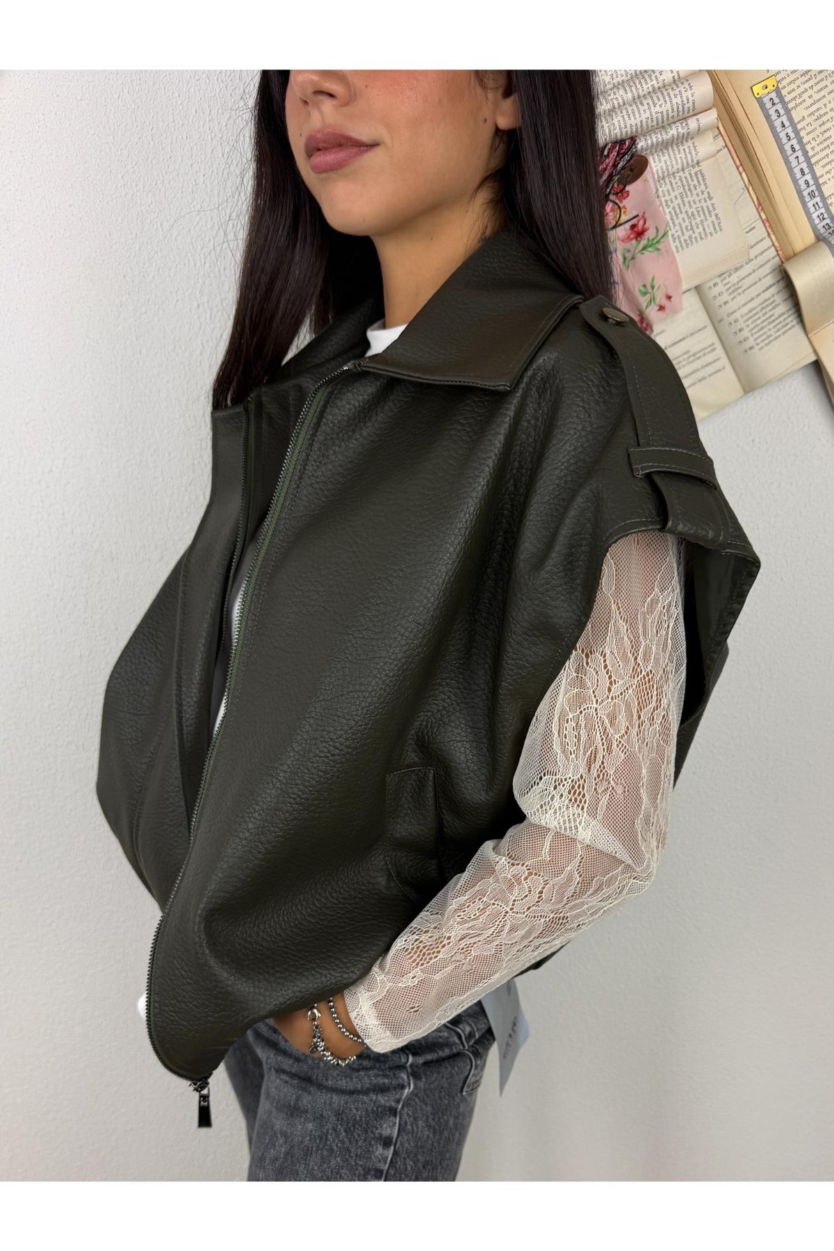 METOO Gilet over in ecopelle Metoo Verde
