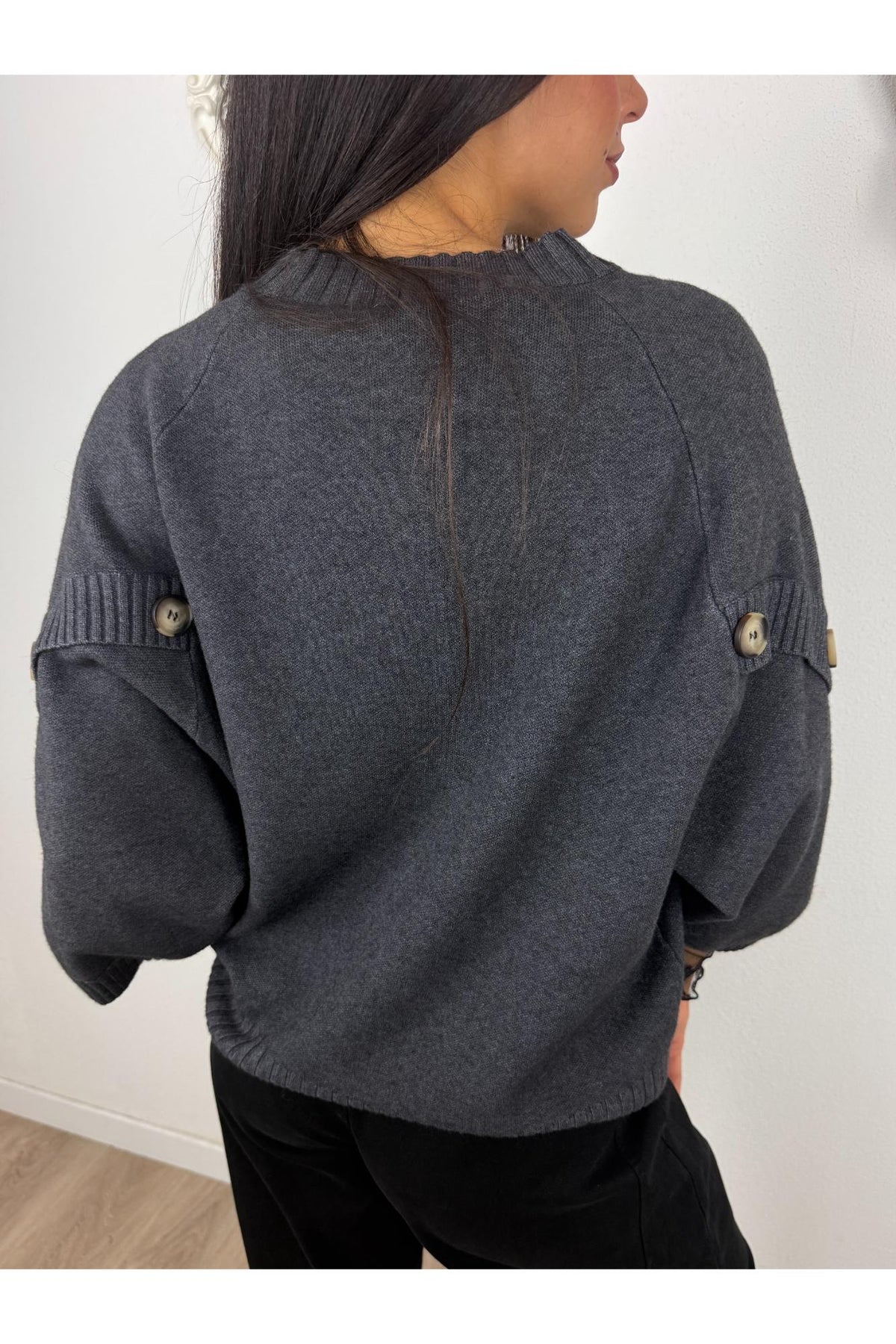 METOO Maglia pipistrello con bottoni a vista Metoo Grigio