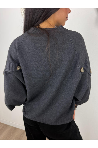 METOO Maglia pipistrello con bottoni a vista Metoo Grigio