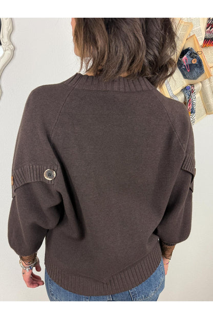 METOO Maglia pipistrello con bottoni a vista Metoo Moro