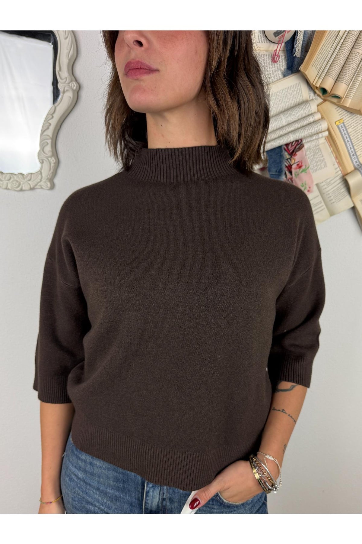 METOO Maglia manica corta a lupetto Metoo Moro