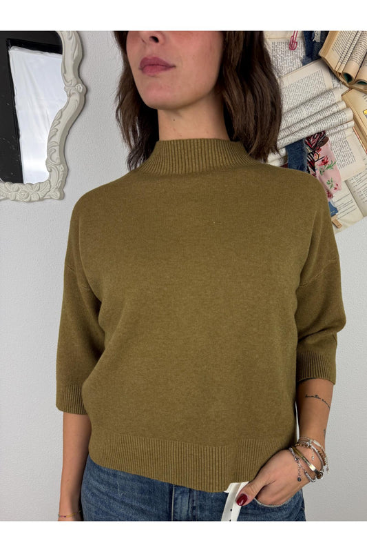 METOO Maglia manica corta a lupetto Metoo Olio