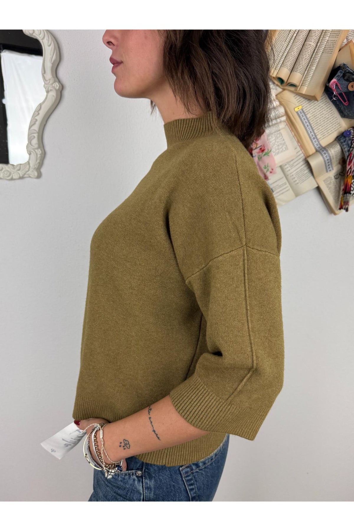 METOO Maglia manica corta a lupetto Metoo Olio