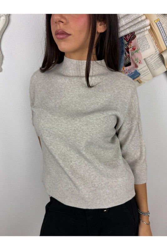 METOO Maglia manica corta a lupetto Metoo Sabbia