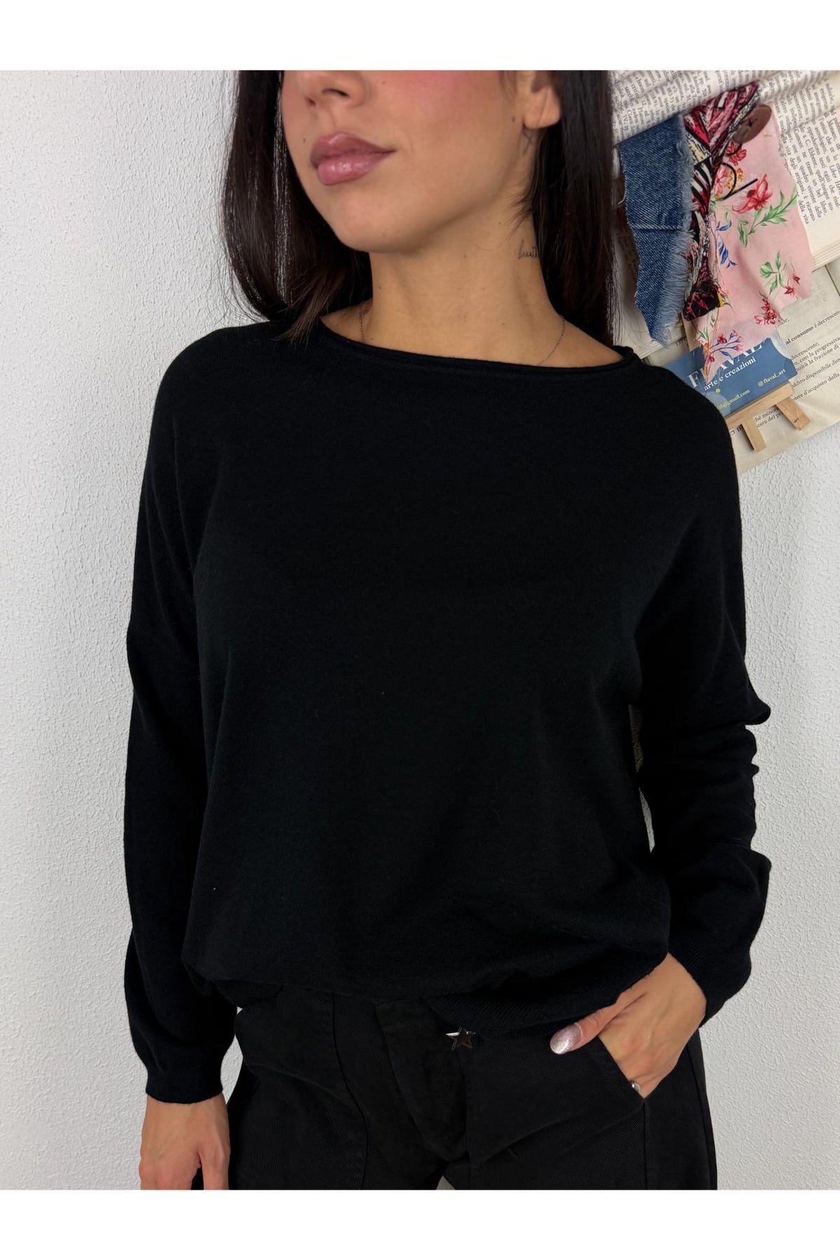 METOO Maglia girocollo taglia dritta Metoo Nero