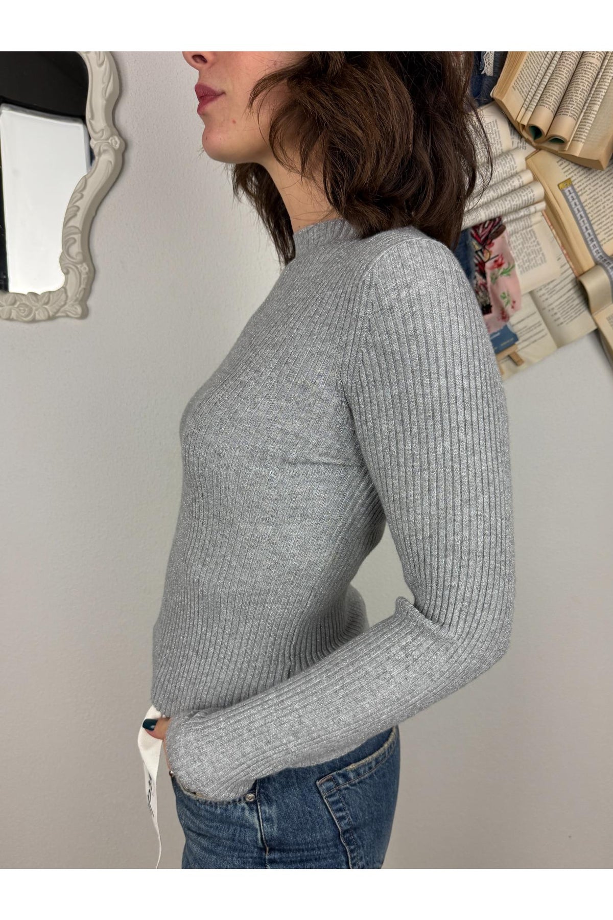 METOO Maglia collo cratere con lurex Metoo Grigio