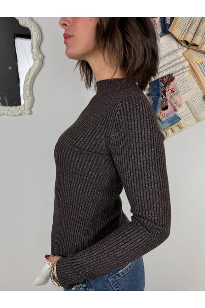 METOO Maglia collo cratere con lurex Metoo Moro