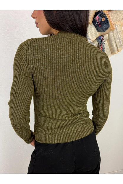 METOO Maglia collo cratere con lurex Metoo Olio