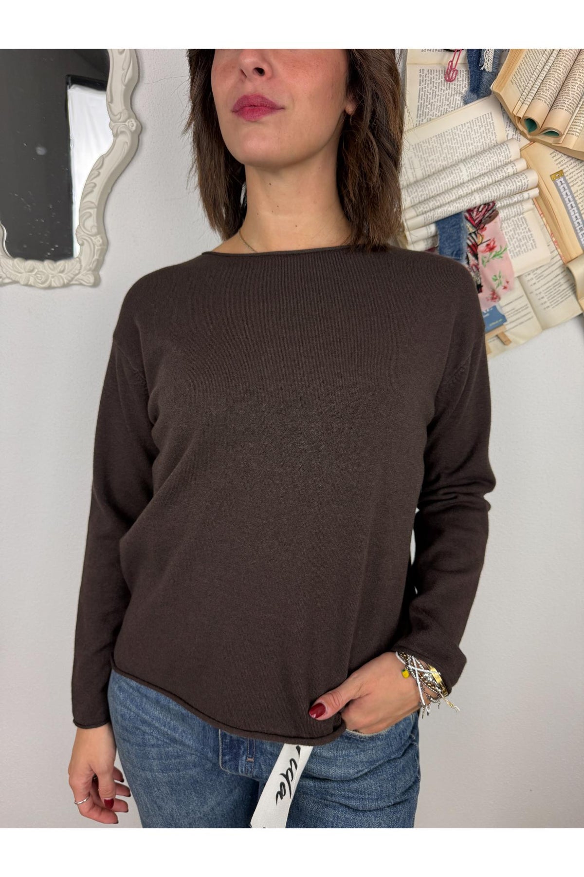 METOO Maglia dritta con spacchetti Metoo Moro