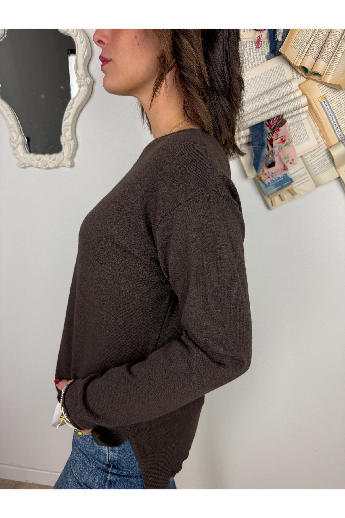 METOO Maglia dritta con spacchetti Metoo Moro